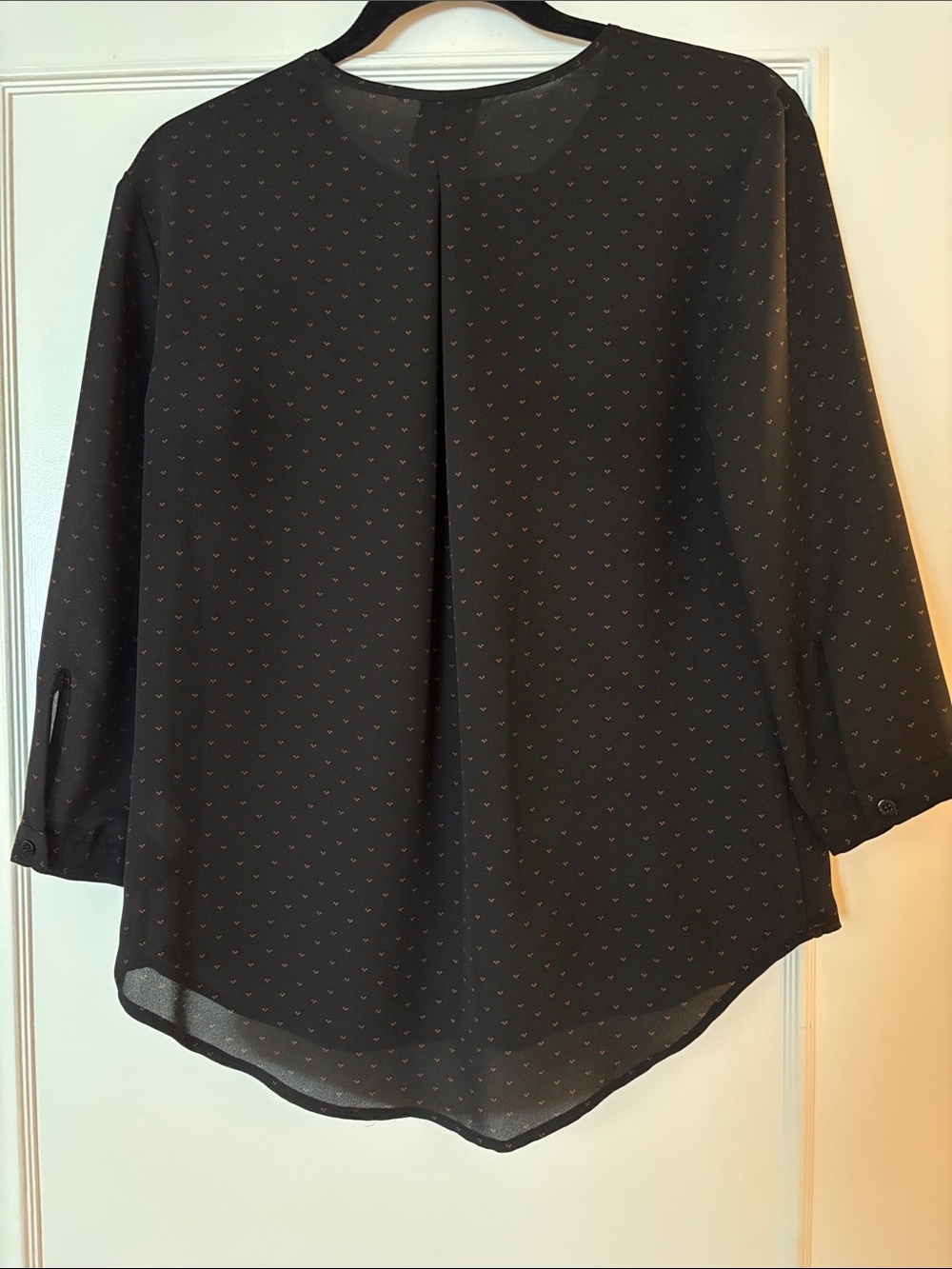 RW&CO. Black Blouse with Tiny brown heart Dot Pattern - Picture 3 of 3